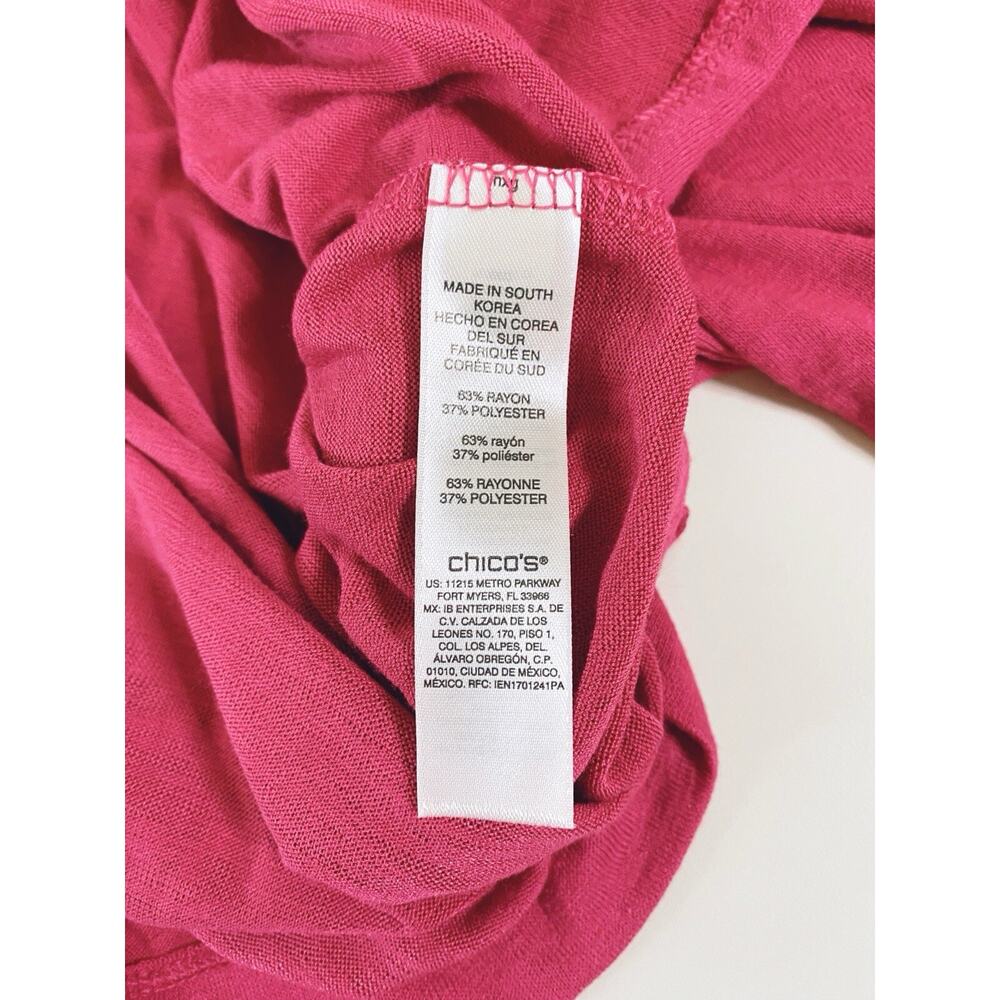 Chico's Tunic Top Size 3 Supremely Soft Botanical Rose Split-Neck 3/4 Sleeve NEW - Picture 7 of 13